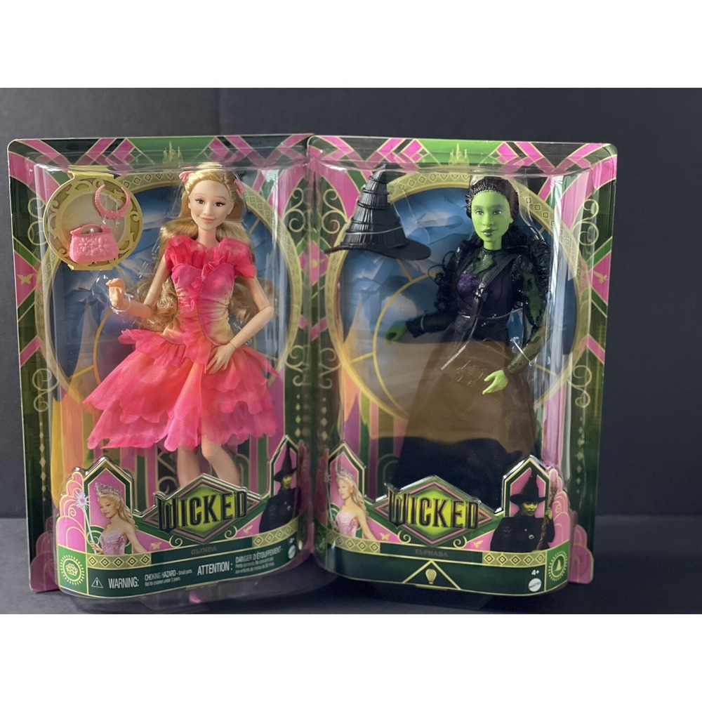 Mattel WICKED Movie Dolls GLINDA & ELPHABA 2024 MISPRINT NIB